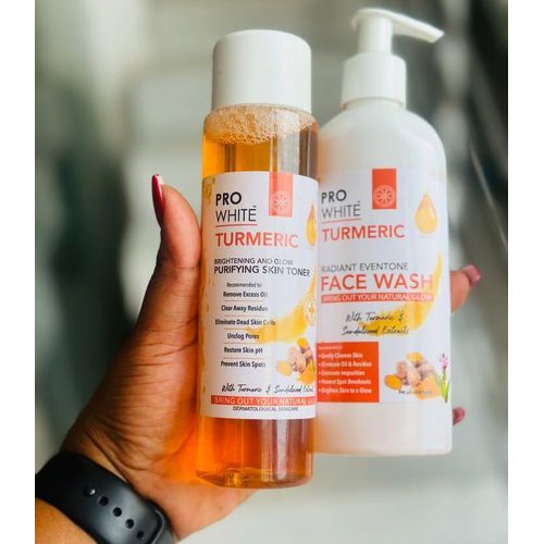 Pro White 2 In 1 Tumeric Set: Brightening Face Toner + Face Wash
