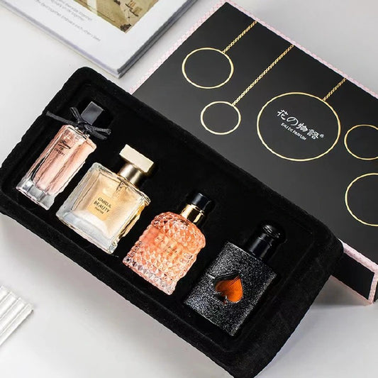 4 PCS Ladies Perfume Set Eau De Parfum Gift Box Perfumes Long Lasting Light Fragrance Women Perfume Fresh Woody Floral Notes Valentine's Day gift for girlfriend