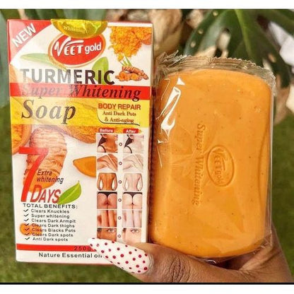 VEET GOLD 2 pcs of Tumeric Super Whitening Soap - Anti Dark Spots/ Anti Aging