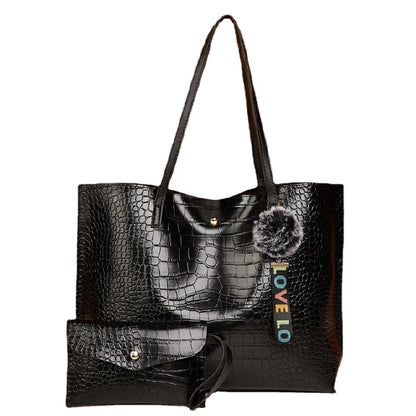 2 PCS/Sets Handbags For Ladies Women Bags Lady Bags Tote Bags Clutch Hairball Date Bag On Sale