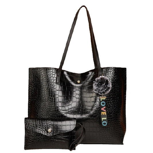 2 PCS/Sets Handbags For Ladies Women Bags Lady Bags Tote Bags Clutch Hairball Date Bag On Sale
