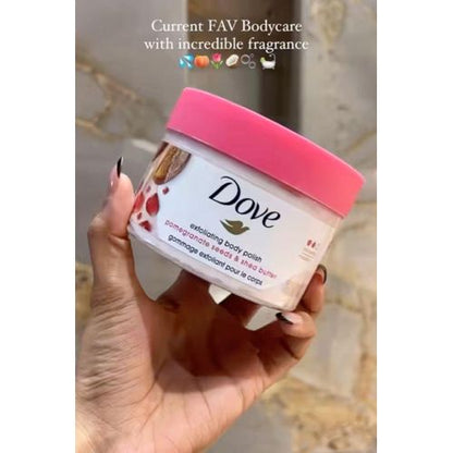 Dove 3 in 1 SHOWER SET: Pomegranate body scrub + Body wash + Beauty cream bar