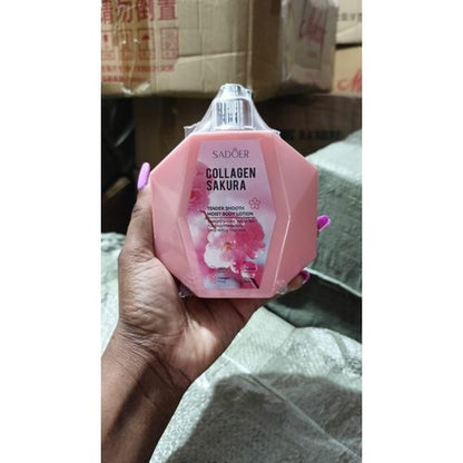 SADOER 3 In 1 SPECIAL PACKAGE: Collagen Sakura Toner + Collagen Sakura Eye Cream + Collagen Sakura Body Lotion + (FREE GIFT 2 Pcs Of Sheet Masks)