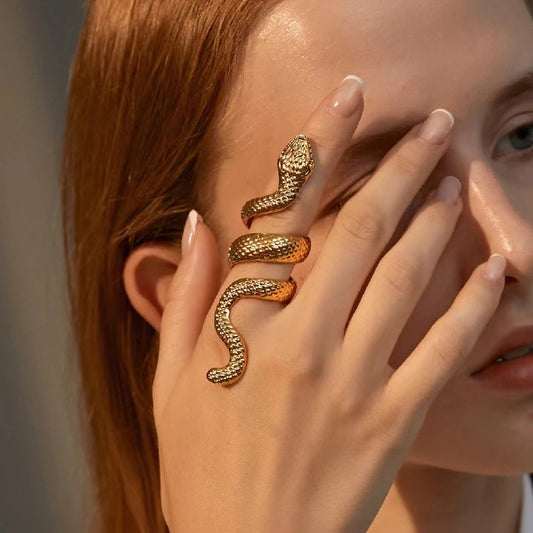 New Long Men's Snake Pattern Ring Metal Animal Retro Exaggerated Snake Ring for both men and women Valentine's Day Gift