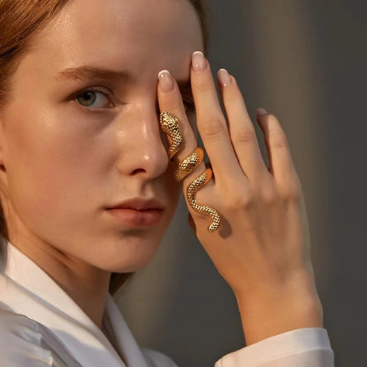 New Long Men's Snake Pattern Ring Metal Animal Retro Exaggerated Snake Ring for both men and women Valentine's Day Gift