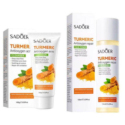 2 In 1, Deep Moisturization Turmeric Cleanser + Tumeric Toner, Combined Tumeric Cleanser And Turmeric Face Toner For Revitalized Skin, Deep...
