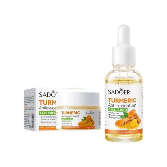 2 In 1,Turmeric Cream + Tumeric Serum, The Combination Of Tumeric Cream And Turmeric Serum Guarantees Like Vitamin C, Deep Hydration, Inhibits Acne...
