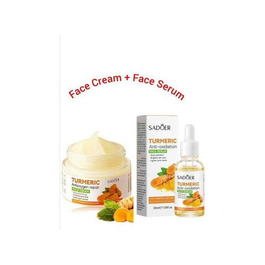 2 in 1 Turmeric Cream + Tumeric Serum, the Combination of Tumeric Cream and Turmeric Serum Guarantees Like Vitamin C, Deep Hydration, inhibits Acne...