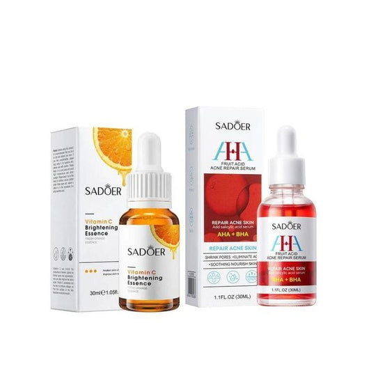 2 in 1 Vitamin C Brightening Essence + AHA Fruit Acid Acne Repair Serum