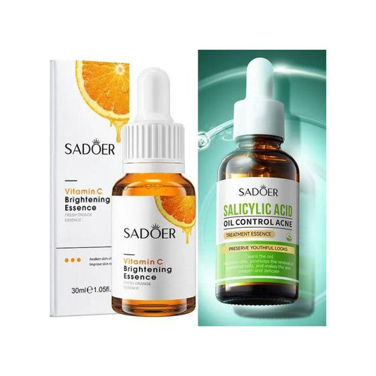 2 in 1, Vitamin C Face Brightening + Salicylic Acid Acne Treatment Essence, Oil Control, Black Heads Remover