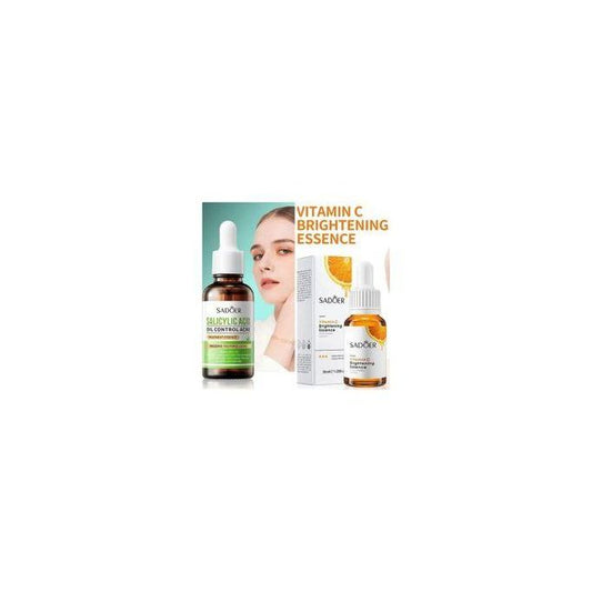 2 Pieces -Vitamin C Face Brightening Serum And Salicylic Acid Acne Treatment Essence, Control Face Oil And Removes Blackheads, Brightens Face,...