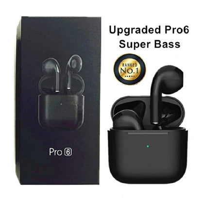 Upgrade MINI Pro6 TWS Wireless Bluetooth Earphones Waterproof Music Business Earbuds Work on all Smartphones for Android&amp;ios