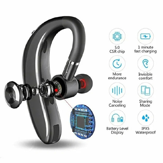 Wireless Bluetooth-compatible 5.0 Earphones Single Ear Hook Business Stereo Headphones Headset Handsfree Sports Earphone