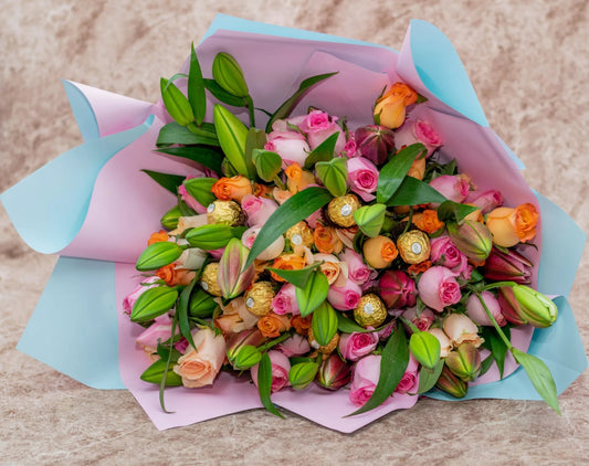 Tiger Lilies and Mixed Roses Bouquet