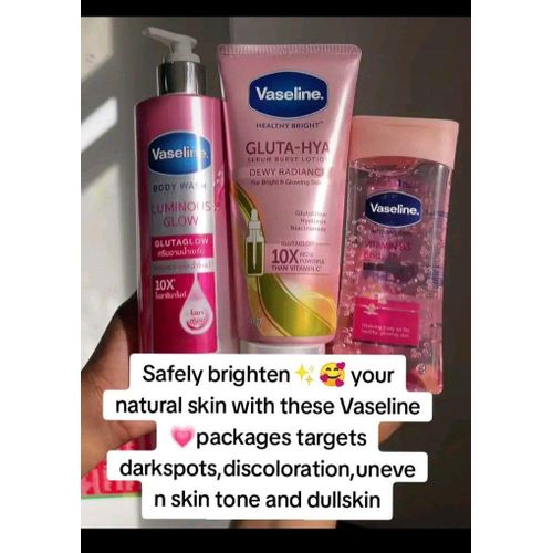 Vaseline 3 in 1 BRIGHTENING PACKAGE: Vitamin B3 Body Oil + Luminous Glow Body Wash + Gluta hya Serum Burst Lotion - Dewy Radiance