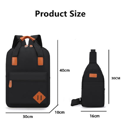 3 PCS/Sets Backpacks Bags Men Bags School Bags Bookbags Chest Bags USB Laptop Bags Notebook Bags Travel Bag Anti-Theft Leisure Nylon Cloth Bags