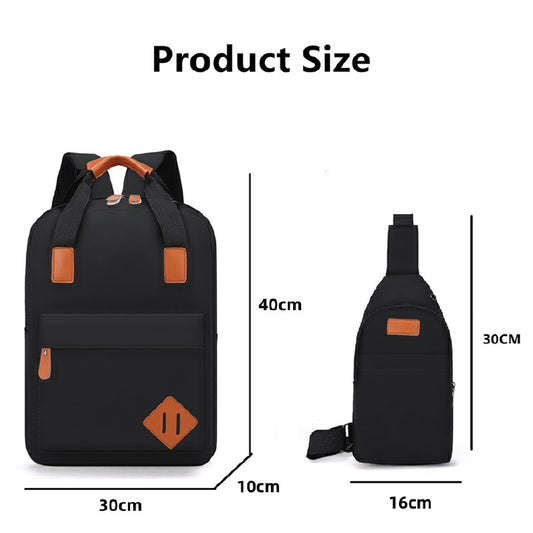 3 PCS/Sets Backpacks Bags Men Bags School Bags Bookbags Chest Bags USB Laptop Bags Notebook Bags Travel Bag Anti-Theft Leisure Nylon Cloth Bags
