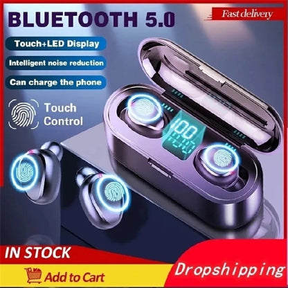 V5.3 Chip Earphones Bluetooth Headsets Wireless Earphones F9 Tws In-ear Noise Cancelling Gaming Earphone Headset With Microphone
