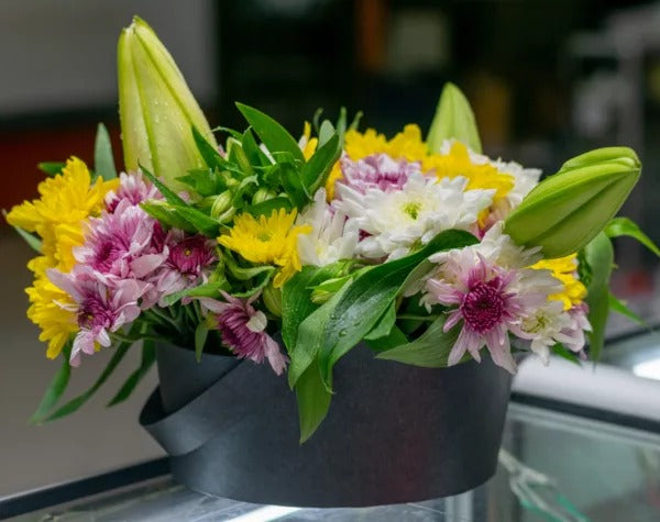 Mixed Mums Arrangement in a Basket
