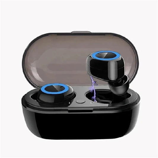 Y50 Black Wireless Bluetooth Earphone TWS Stereo Earbuds In-Ear Touch Control 450mAh with Mic Earphone for iOS Android