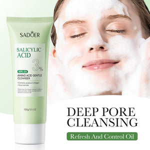 SADOER 3% Salicylic Acid Face Cleanser with Niacinamide & Centella Asiatica - Acne Control Facial Wash for Oily Skin, Reduces Breakouts, Minimizes Pores & Hydrates
