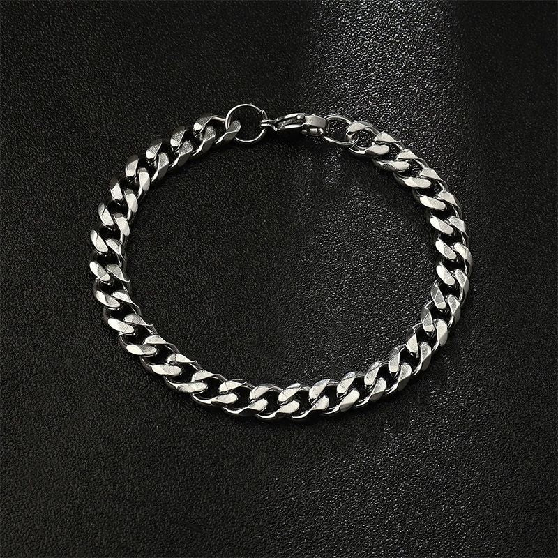 2-Piece Stainless Steel Strap Large Dial Men's Fashion Quartz Watch Bracelet Gift Chain Silver