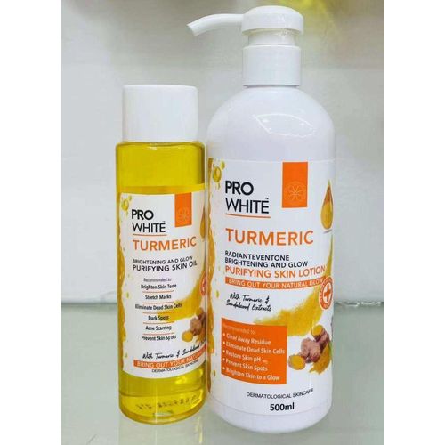Pro White 2 in 1 Brightening set: Tumeric body lotion + Oil