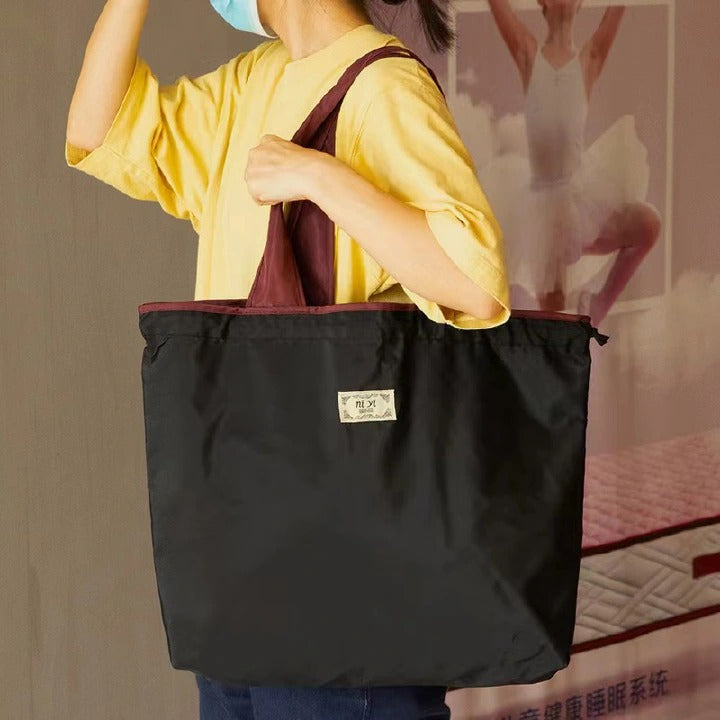 New Large Drawstring Eco friendly Supermarket Shopping Bag Multifunctional Fashion Shoulder Bag Foldable Hand in Hand Carrying Bag handbags Waterproof