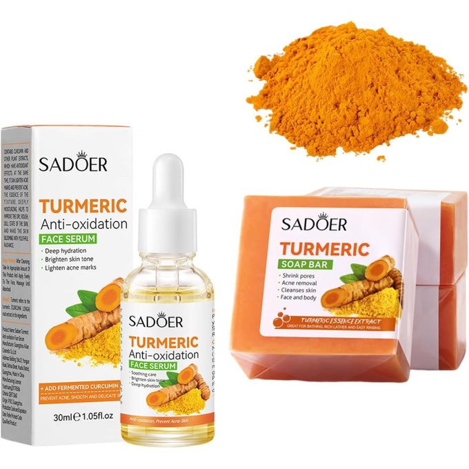 2in 1 Turmeric Soap Bar And Tumeric Serum , Natural Turmeric Soap And Serum Bar For Face & Body, Organic Turmeric Brightening Soap For...
