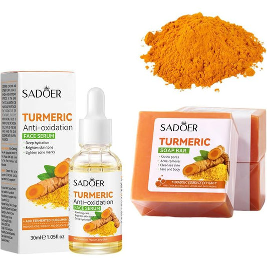 2in 1 Turmeric Soap Bar And Tumeric Serum , Natural Turmeric Soap And Serum Bar For Face & Body, Organic Turmeric Brightening Soap For...