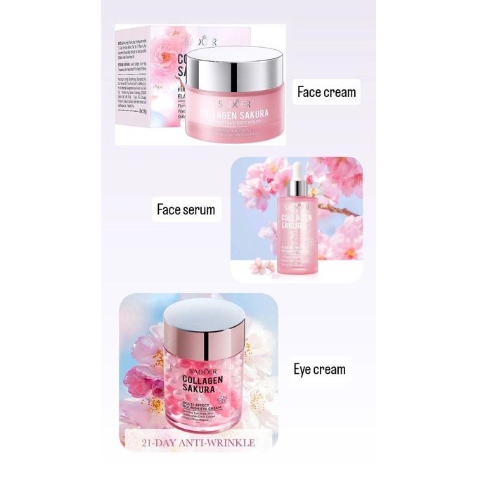 3 in 1 COLLAGEN SAKURA SET : Face cream + Face serum + Eye Cream