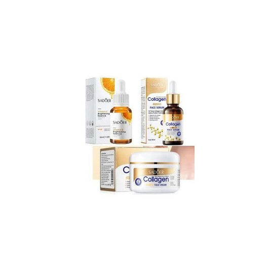 3 in 1,SADOER Collagen Anti Aging Cream + Vitamin C Face Brightening Essence + Collagen Anti Aging Face Serum