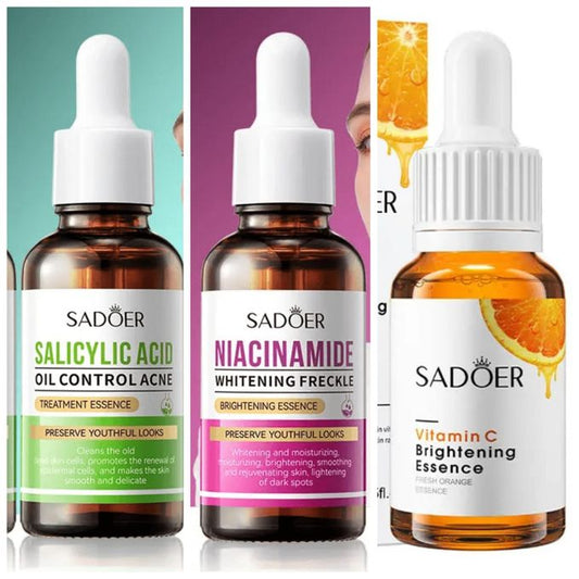 3 in 1, Salicylic Acid Acne Treatment Essence + Niacinamide Brightening Serum + Vitamin C Brightening Essence