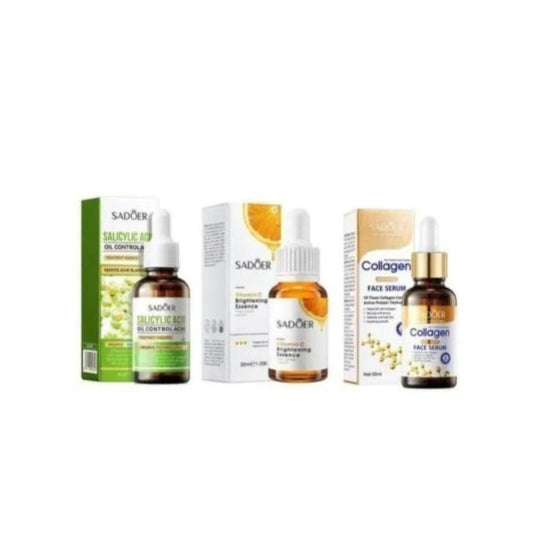 3 in 1, Salicylic Acid Acne Treatment Essence + Vitamin C Face Brightening Essence + Collagen Anti Aging Serum