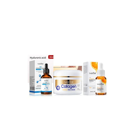 3 In 1 Set Brightening & Hydration With Vitamin C, Hyaluronic Acid And Collagen Cream For Deeply Hydrate, And Lock In Moisture For Visibly Plumper,...