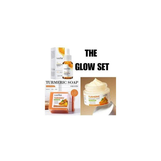 3 in 1 Set Kit Tumeric Soap,Vitamin C Brightening Serum and Moisturizing Tumeric Antioxygen Repair Cream