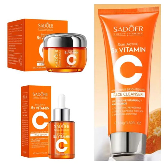 3 In 1 Skin Active 5 X Vitamin C Serum + Cream + Cleanser, The Trio Combination Guarantees Deep Hydration And Skin Water Locking, Brightening The...