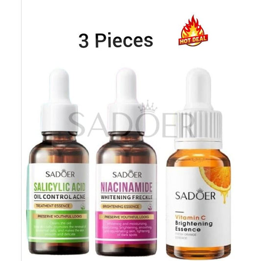 3 in 1, Vitamin C Brightening Essence + Salicylic Acid Acne Treatment Essence + Niacinamide Brightening Serum