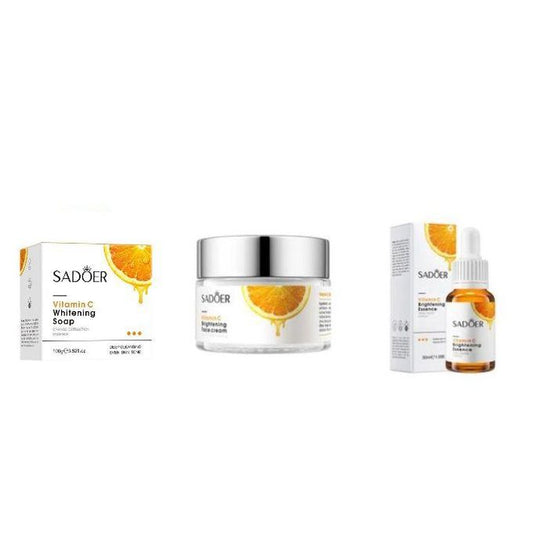3 in 1 : Vitamin C Brightening Face Cream + Face Serum + Soap