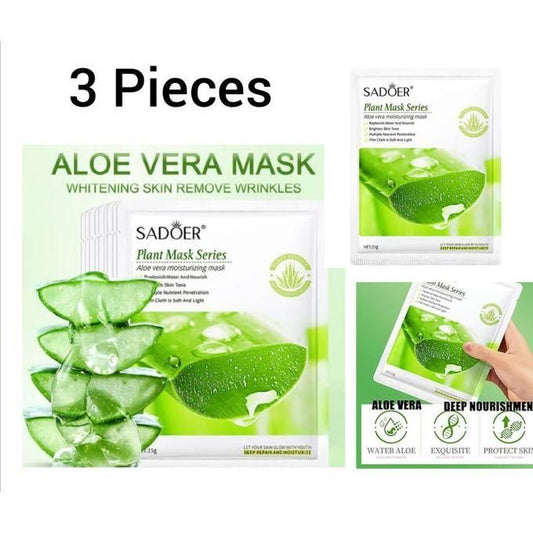 3 Pieces Face Hydrating And Moisturizing Aloe Vera Facial Sheet Mask FAce Mask