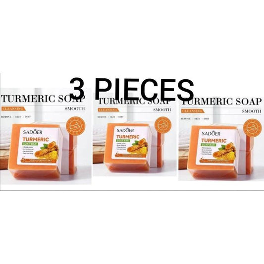 3 PIECES Turmeric Soap Bar, Tumeric Soap (100g) is Designed For Acne Removal, Deep Cleaning, Moisturizing, Shrinking large Pores, Like Vitamin C,...
