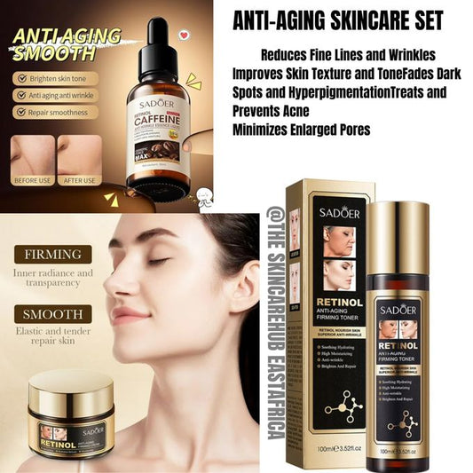 3 RETINOL ANTIAGING SKINCARE SET For Aging Skin,mature Skin And Wrinkles And Finelines(Retinol Cream,serum And Toner)