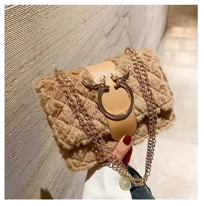 New Mao Mao Xiao Fang Bao Women's Bag Fashion Belt Pliers Decorative Shoulder Bag Oblique Straddle Bag Handbag Chain Bag Gifts to Girlfriends