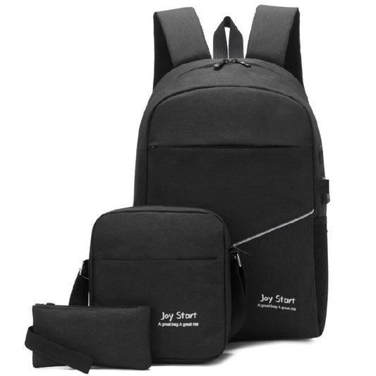 3 PCS Bags Men Bags Backpacks Bookbags School Bags Medium Size USB Laptop Bags Travel Bags Nylon Cloth Bags Anti-Theft Leisure