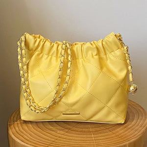 New Soft Leather Large Capacity Fashion Pleated Bag Chain Bag Single Shoulder Bag Crossbody Bag Handbag Casual Bag Drawstring Gift for Girlfriend