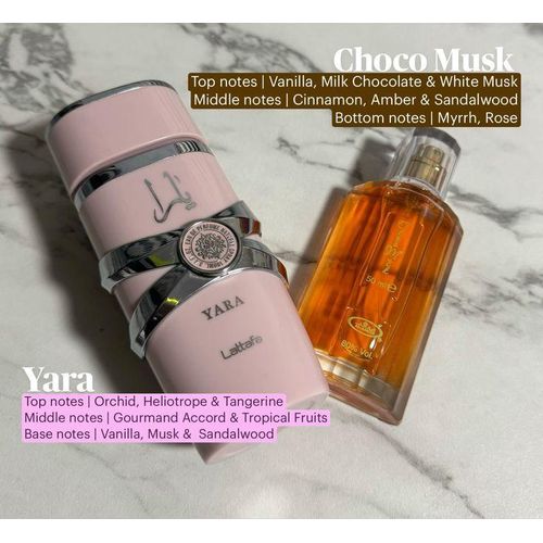 YARA 2 in 1 Best Perfume Combo : Lataffa Original Pink Perfume + Choco Musk