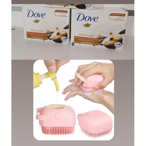 Dove AMAZING OFFER!!! 2 PCs Of Purely Pampering Shea Butter Beauty Cream Bar + (FREE GIFT Silicone Bath Scrub)
