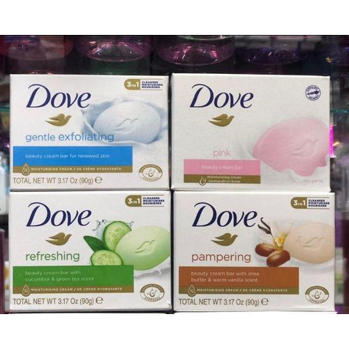 Dove 4pc SPECIAL OFFER!!! : Gentle Exfoliating + Pink (rose) + Refreshing Cucumber & Green Tea + Pampering Shea Butter & Warm Vanilla Beauty Cream Bars