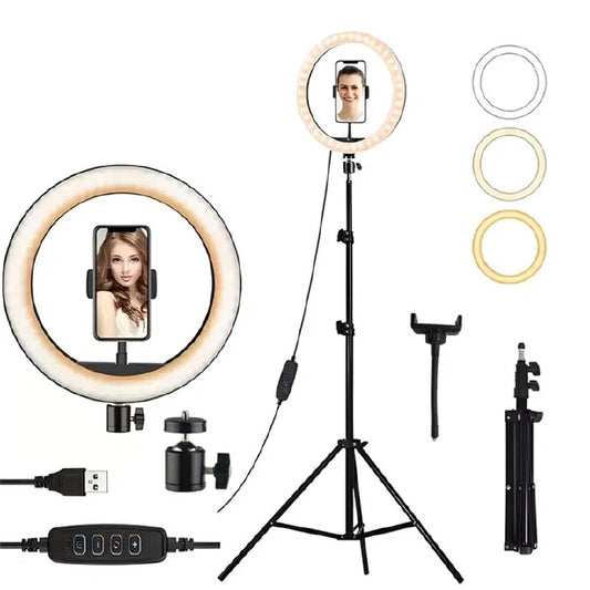 10 inch Led Ring Light Profissional Selfie Ringlight Makeup Lamp Video Studio with Tripod 2.1M tripod Stand for Selfie Live Stream/Makeup/Youtube/Tiktok Video