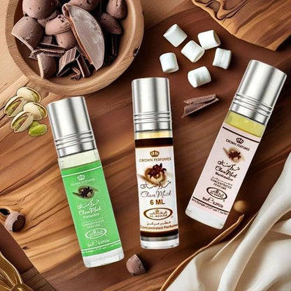 Al Rehab 3 in 1 Perfume Set: Choco musk Original + Marshmallow + Pistachio